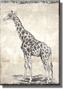 Vintage Giraffe Picture on Stretched Canvas, Wall Art Décor, Ready to Hang - Picture 1 of 5
