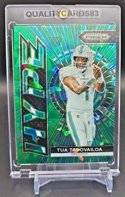 TUA TAGOVAILOA GREEN ICE PRIZM REFRACTOR INSERT WITH CASE NFL MIAMI DOLPHINS - Image 1 of 4