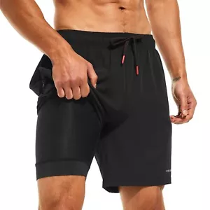 Mens Swimsuit Trunks 7" Quick-Dry Swim Shorts with Compression Liner and Zipp... - Picture 1 of 6