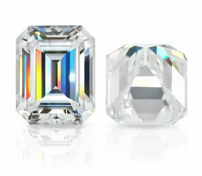 Пара натуральных белых бриллиантов 1 карат 4 мм 2 шт изумруд огранка VVS1 класса D сертифицированные - Изображение 1 из 4