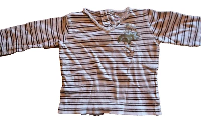 T-Shirt, Langarm, mit Spitzenkragen, Braun gestreift. Mädchen Impidimpi, Gr. 92 - Bild 1 von 4