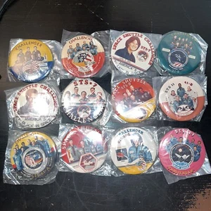 12x Vintage NASA Space Shuttle Challenger STS Souvenir Button Pin 3.5” Ride Lot - Picture 1 of 11