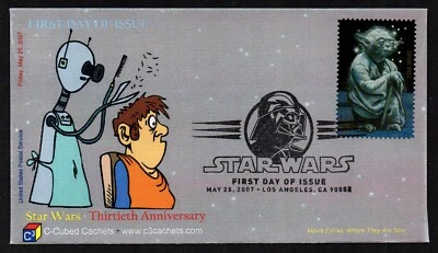 USA, SCOTT # 4143-N, RARE C-CUBED C3 FDC COVER - STAR WARS 2007 YODA - Image 1 of 2