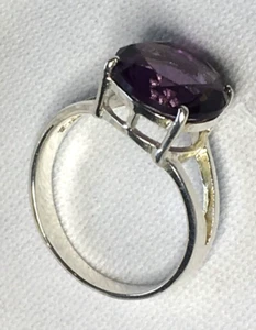 Vintage Style Sterling Silver Amethyst Set Ring. Size R - Picture 1 of 19