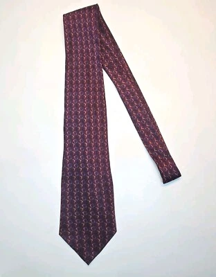 Vintage Bill Blass Men's Tie Plum (Purple/Red) Yellow Blue 90's Geometric  - Image 1 of 4