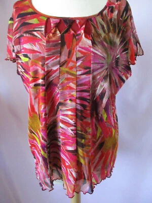 Top/Tee shirt CHRISTINE LAURE imprimé floral rouge-Taille 46-Neuf - Photo 1/3