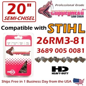 COPPERHEAD 20" SAW CHAIN FITS STIHL 26RM3-81 3689 005 0081 MS261 MS271 290 MS291 - Picture 1 of 12