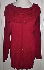 Nuevo con etiquetas Suéter Cupio Para Mujer Acanalado Tejido Fino Capucha Cuello Negro Rojo Cereza L - Imagen 1 de 7