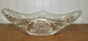 (3)VINTAGE Stars Cut Glass Elongated Clear Glass Banana Split Dish Scalloped Rim - Picture 1 of 8