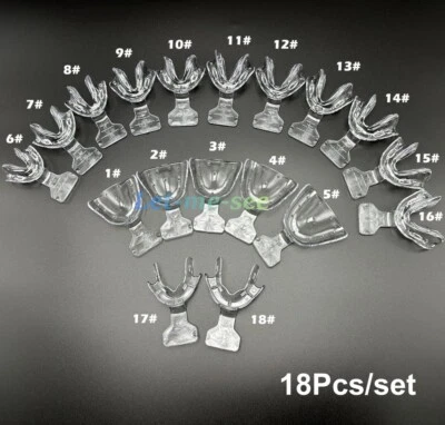 Dental Edentulous Jaw Impression Trays Full Denture Frame Cut Back Clear Tray - Image 1 of 4