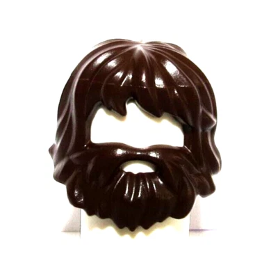 Lego Shaggy Hair Wig With Beard For Boy Man Minifigure Dark Brown Caveman
