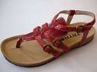 Tatami Donna Lic.by Birkenstock Red Black Sandals 37 Leather Toe Post New