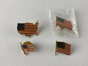 Lot of (4) American Flag Hat Lapel Clutch Back Pin - Picture 1 of 10