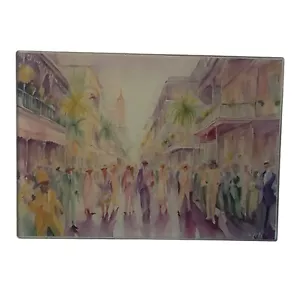 8x11 Hartglas Schneidebrett ~ Buntglas Szene ~ New Orleans ~ Karneval ~ Parade - Bild 1 von 1