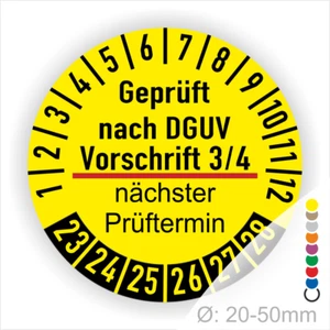 Geprüft nach DGUV Vorschrift 3/4 Prüfplaketten BGV A3 Staffelpreise Ø:20-50mm - Bild 1 von 15