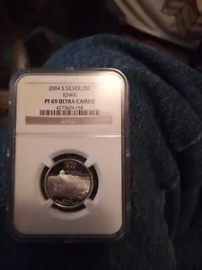 2004 S Silver Proof IOWA Quarter graded by NGC PF69 ULTRA CAMEO - Picture 1 of 2