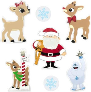 Rudolph The Red Nosed Reindeer Window Clings Jelz Christmas 8 Pc. New - Picture 1 of 1