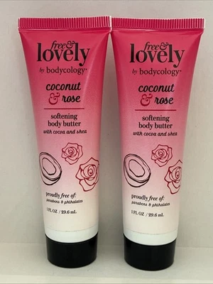 2 pk BODYCOLOGY Free & Lovely Coconut Rose Softening Body Butter 1 fl oz each - Image 1 of 2