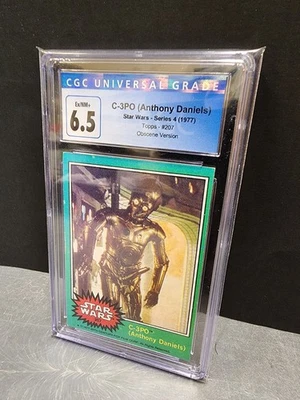 Tarjeta de error 1977 Topps Star Wars C-3PO #207 - CGC 6,5 - icónico error de impresión vintage Foto 1 de 3