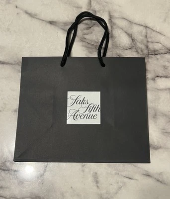 NEW Saks Fifth Avenue Signature Paper Shopping Bag Rope Handle 10.5”x8.8”x 5.5”