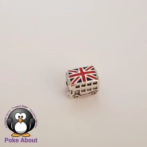 GENUINO Pandora Union Jack London Bus Plata y Esmalte Dije de Viaje 791049ER  - Imagen 1 de 8