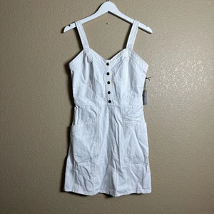Vtg Jopna Sundress Womens L White Lightweight Denim Big Front Pockets NWT - Picture 1 of 7