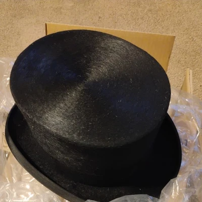 Sombrero de copa Moss Bros Mulusine negro talla 7 1/4 Foto 1 de 4