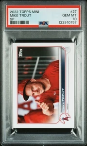 2022 TOPPS MINI SP IMAGE VARIATION MIKE TROUT #27 PSA 10 - Picture 1 of 2