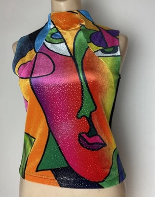 Top Linda Segal vintage talla M para imagen creativa arte facial abstracto artístico funky Foto 1 de 4