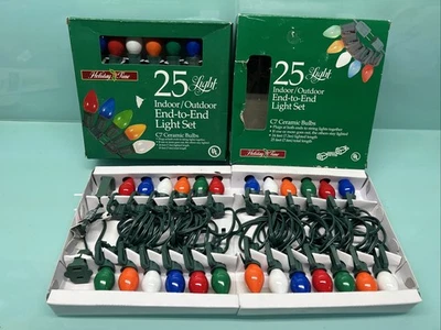 2 Big Bulb C7 Christmas Lights Multi Color Indoor/Outdoor String Lights 25ft X2 - Image 1 of 4