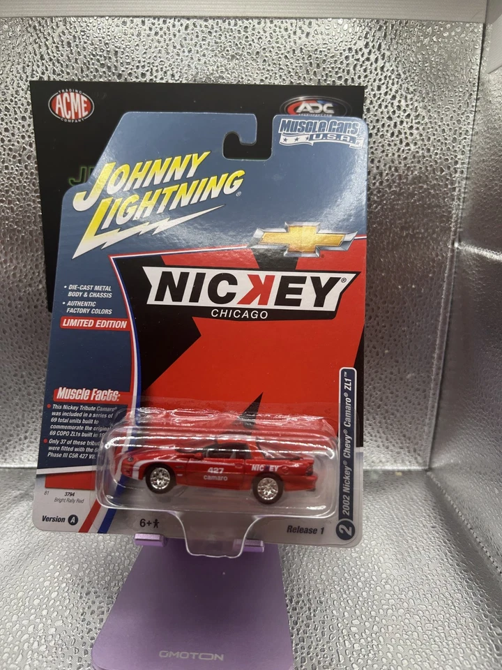 2025 JOHNNY LIGHTNING 2002 NICKEY CHEVY CAMARO ZL1 MUSCLE CARS USA REL 1 A Red - Image 1 of 1