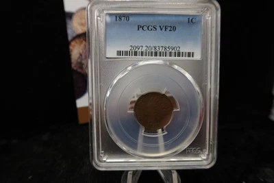 1870 Indian Head Small Cent. PCGS Graded VF20. Store # 08498 - Image 1 of 3