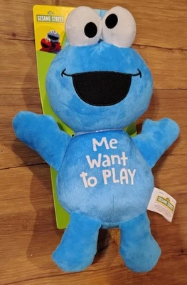 Sesame Street Cookie Monster 12" Plush Squeaker Crinkle Dog Toy Me Want to Play - Image 1 of 4
