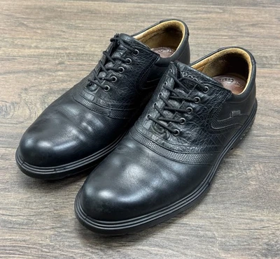 Ecco Golf Shoes Mens 42/8 Black Leather Gore-Tex Saddle Croc Print Athletic-READ - Image 1 of 4