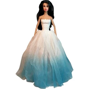 Blau-weißes Tüll Abendkleid für Integrity Toys/Poppy Parker & ähnliche Puppen - Bild 1 von 5