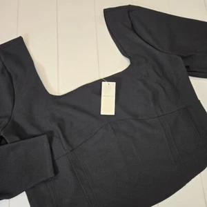 Abercrombie & Fitch Black Corset Crop Top Long Sleeve Square Neck Size XXL NWT - Picture 1 of 9