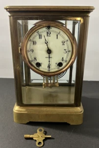 Antiker SethThomas Kristall Regulator Messing & Glas Kaminuhr läuft gut!!! - Bild 1 von 8