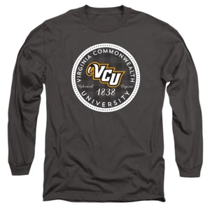 VCU Adult Long Sleeve T-Shirt Rams Plaid Badge, Charcoal, S-3XL - Picture 1 of 3