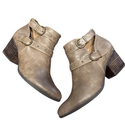 Botas de tacón BareTraps Noralie marrón imitación cuero para mujer EE. UU. 9 M Foto 1 de 4