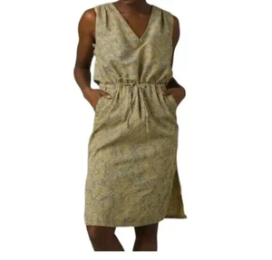 Prana Dress Size Large Exotropics Cabana Straw Tie Waist Cut Out Back Cotton - Picture 1 of 15