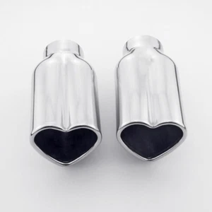 Stainless Steel Heart Shape Out Exhaust Tips 1.9" In Rolled SS304 2PCS Weld On - Picture 1 of 7