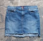 Seven 7 For All Mankind Jeans Distressed Denim Minirock Größe 31" roher Rand Y2K