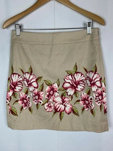 Falda Loft Talla 2 Para Mujer Beige Floral Recta Mini *defecto (AAN) - Imagen 1 de 9