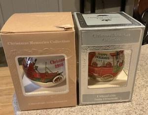 Vintage Christmas Memories Collection Satin Ornament Set Of 2: 1986 & 1987 NIB - Picture 1 of 1