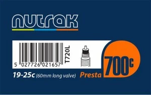 Nutrak 700x19 - 25C Presta 60mm lang Ventil Fahrrad Innenrohr Rennrad 28"