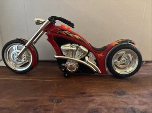 Toy State Chopper Red Motorcycle Flashing Lights Music Motor Sounds & Tires Spin - Picture 1 of 16
