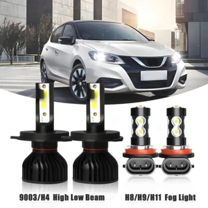 H4/9003+H11 For Nissan Tiida 2007-2015 LED Headlight Fog Light Bulbs 6000K White - Picture 1 of 19