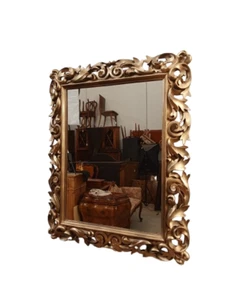 Specchiera barocca in legno dorato - cartoccio - specchio - primi '900 - Foto 1 di 14