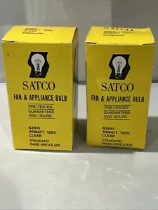Lot Of (2) SATCO 40W Appliance Light Bulb S3810 Clear 40 Watt 120v Standard - Picture 1 of 1