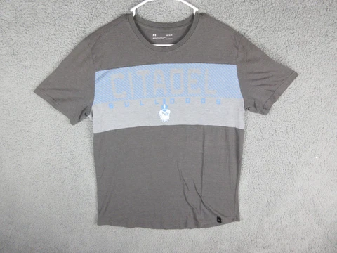 Citadel Bulldogs Shirt Adult Large Gray Logo Short Sleeve College Football Mens Cover